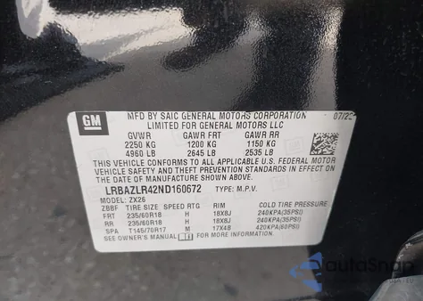 2022 Buick Envision Fwd Preferred from USA, damaged, VIN LRBAZLR42ND160672